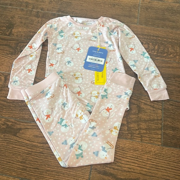 Tiny Jams Pink Snowman Bamboo Long Sleeve 2 Piece Pajama Set NWT - Picture 5 of 10